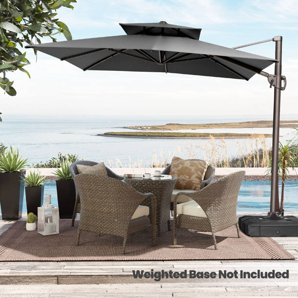 Arlmont & Co. 11*9 Ft Patio Rectangular Cantilever Umbrella weighted